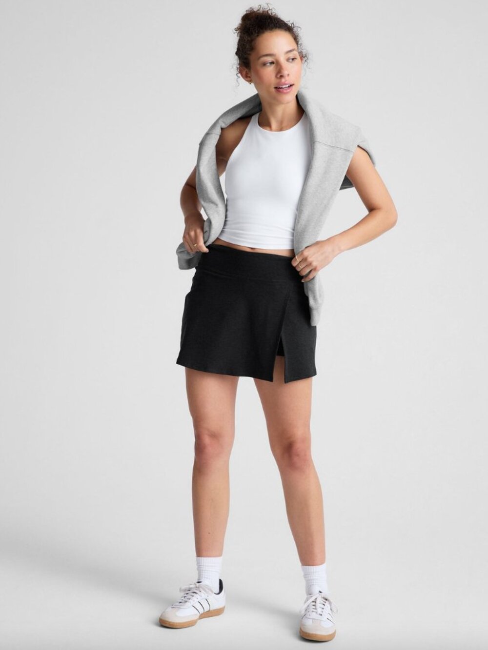 Beyond Yoga Spacedye Points Crossover Skirt Skort Black Large Active Athleisure